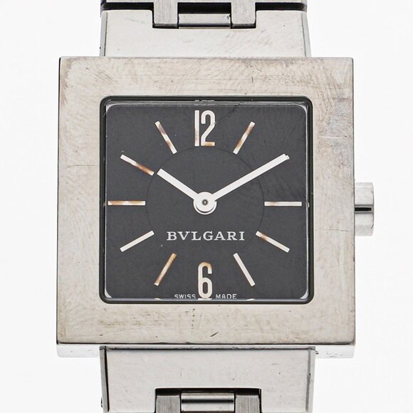 WATCH BVLGARI SQ22Stainless Steel Quadlard black SS QZ - Picture 1 of 9